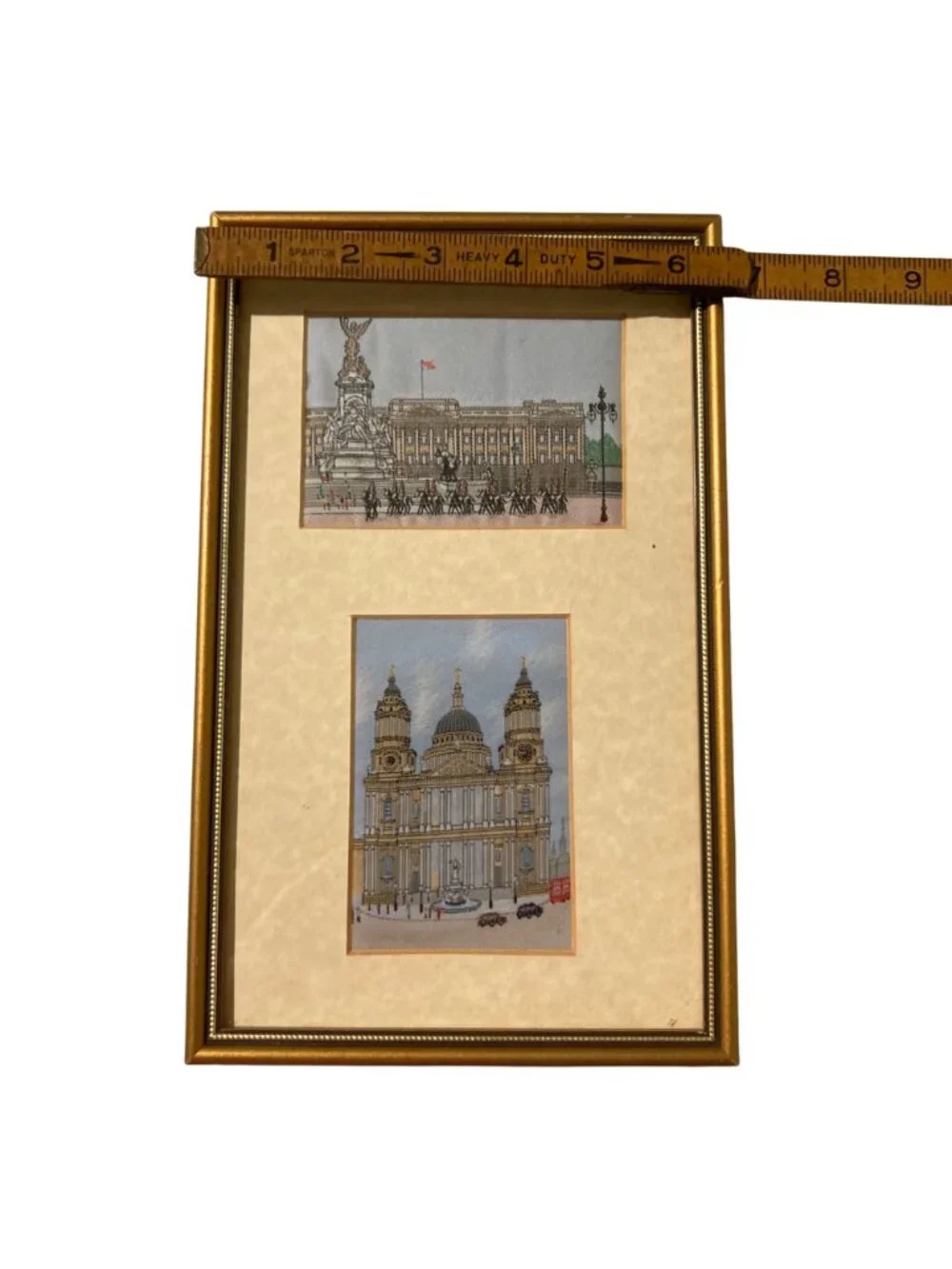 Vintage Framed London Landmarks Detailed Woven Textiles Or Jacquard